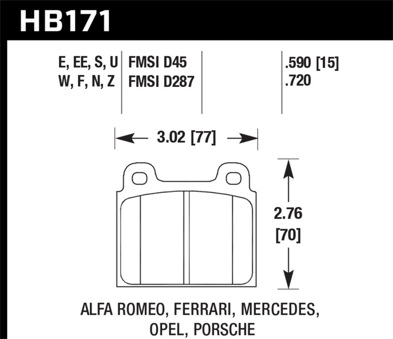 Hawk HB171F.590 HPS Street Brake Pads