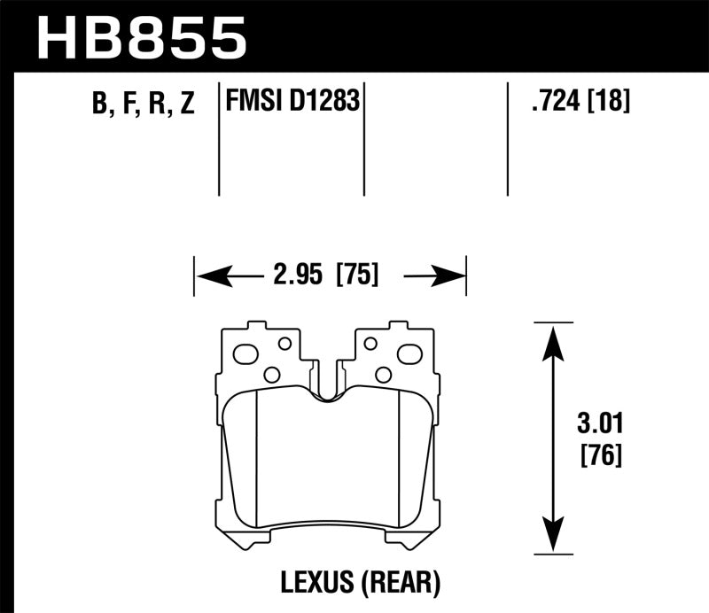 Hawk HB855F.724 07-17 Lexus LS460 / 08-16 Lexus LS600h HPS Street Rear Brake Pads